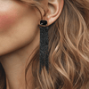 Black Tie Strass Earrings | Silver - Muze Earrings