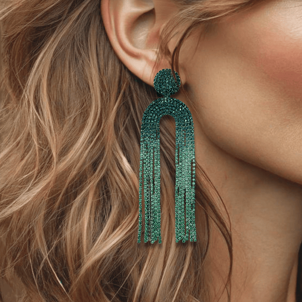Blue Black Green Strass Earrings | Silver - Muze Earrings