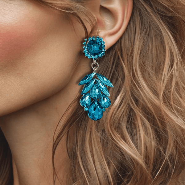 Blue Crystal Earrings | Silver - Muze Earrings