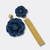 Blue Denim Flower Earrings | Gold - Muze Earrings