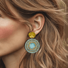 Blue Luminous Halo Earrings | Gold - Muze Earrings
