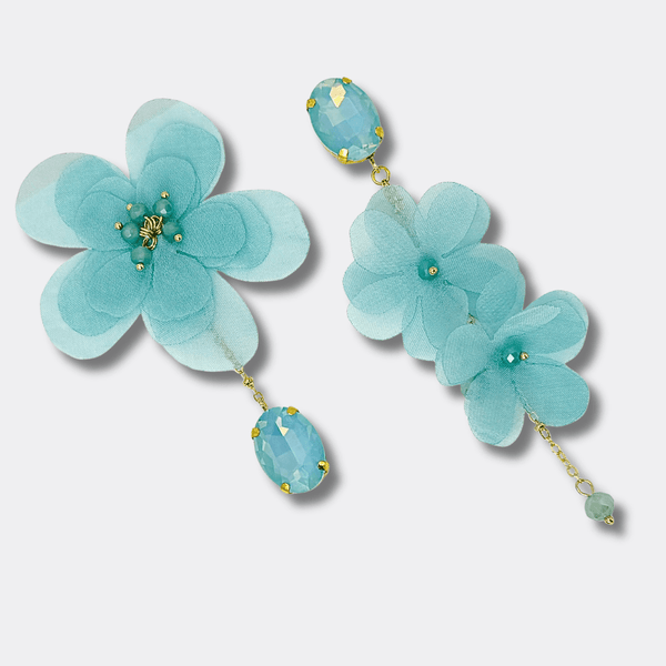 Blue Mesh Festival Earrings | Gold - Muze Earrings