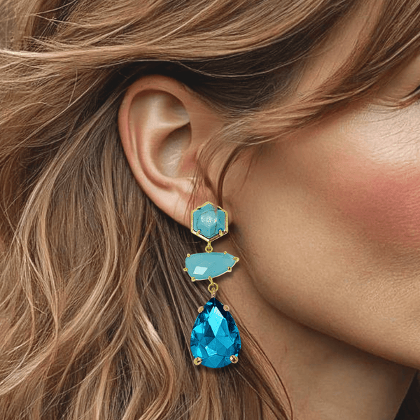 Blue Turquoise Earrings | Gold - Muze Earrings