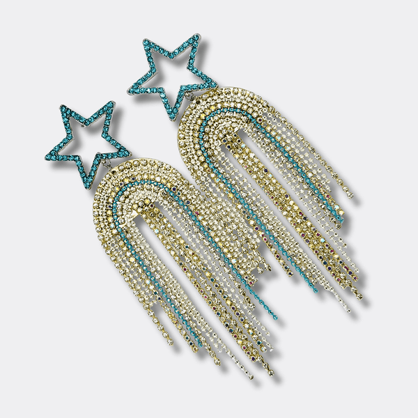 Blue White Star Earrings | Gold - Muze Earrings
