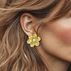 Bright Yellow Flower Earrings | Gold - Muze Earrings