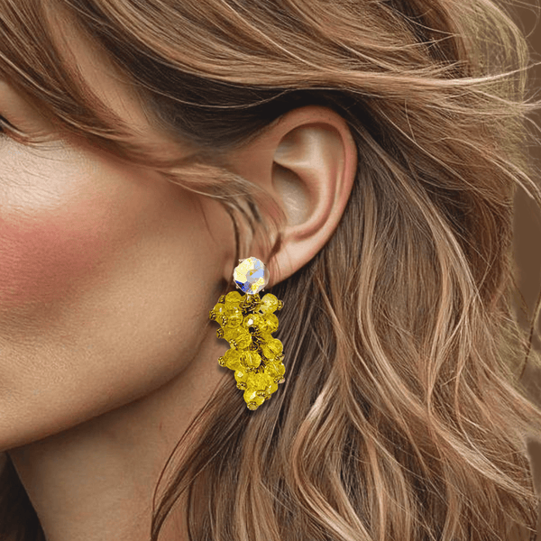 Bright Yellow Flower Earrings | Gold - Muze Earrings
