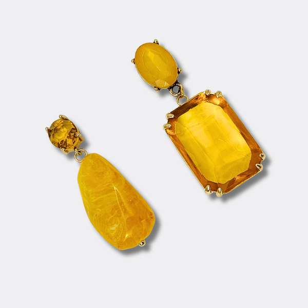 Bright Yellow Jade II Earrings | Gold - Muze Earrings