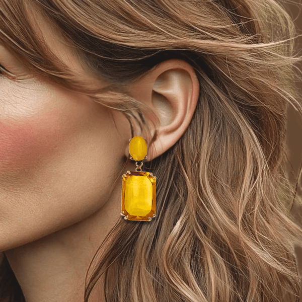 Bright Yellow Jade II Earrings | Gold - Muze Earrings