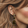 Brown Crystal Tiger Eye II Earrings | Gold - Muze Earrings