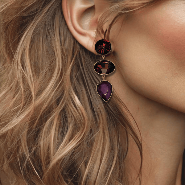 Burgundy Brown Earrings | Gold - Muze Earrings