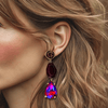 Burgundy Fuchsia Agate Earrings | Gold - Muze Earrings