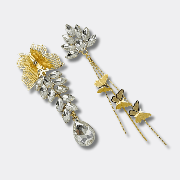 Butterfly Crystal Earrings | Gold - Muze Earrings