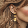 Champage Cat Eye Agate Earrings | Gold - Muze Earrings