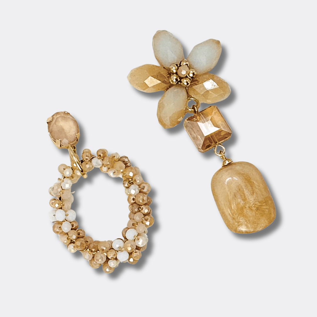 Champagne Facet Flower Earrings | Gold - Muze Earrings