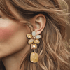 Champagne Facet Flower Earrings | Gold - Muze Earrings