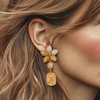 Champagne Facet Flower Earrings II | Gold - Muze Earrings