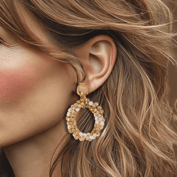 Champagne Facet Flower Earrings II | Gold - Muze Earrings