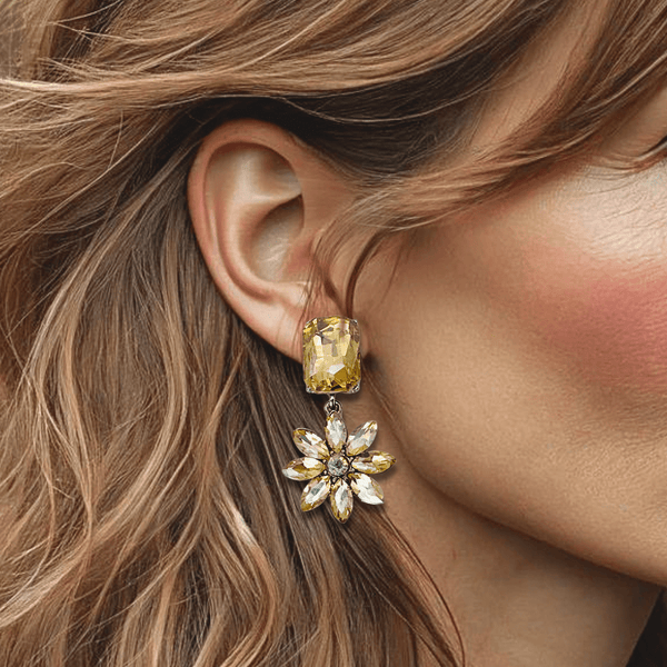 Champagne Flower Earrings | Silver - Muze Earrings