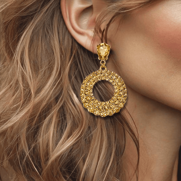Champagne Strass Earrings | Gold - Muze Earrings