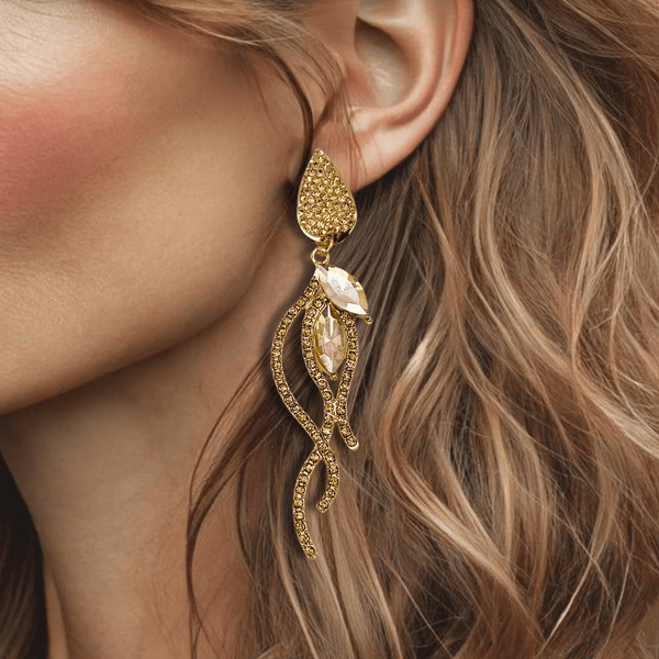 Champagne Strass Earrings | Gold - Muze Earrings