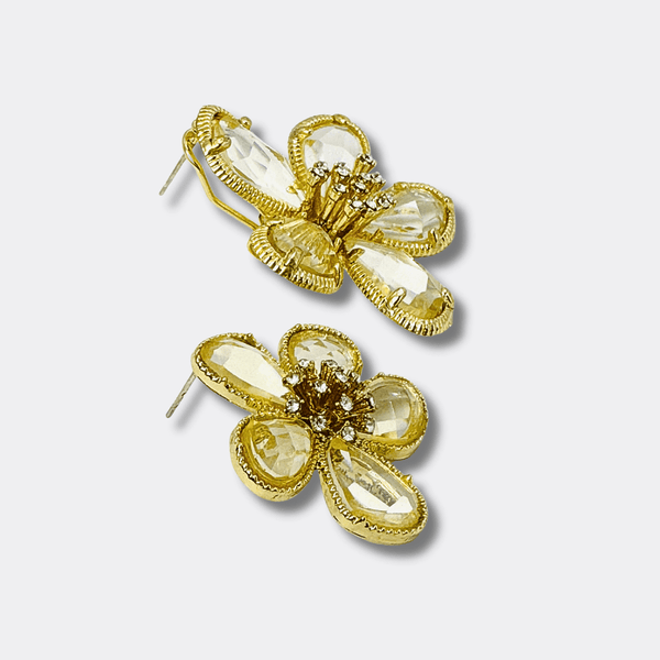 Chrystal Wedding Flower Earrings | Gold - Muze Earrings