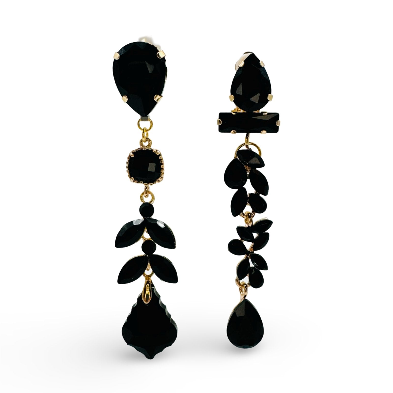 Clip Earrings Black Leafs | Gold - Muze Earrings