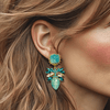 Clip Earrings Blue Green Apatite | Gold - Muze Earrings