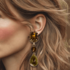 CLIP Earrings Brown Jade | Gold - Muze Earrings