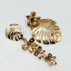 Clip Earrings Champagne Leaf | Gold - Muze Earrings