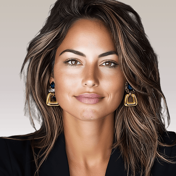 Clip Earrings Dark Blue Crystal | Gold - Muze Earrings