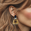 Clip Earrings Dark Blue Crystal | Gold - Muze Earrings