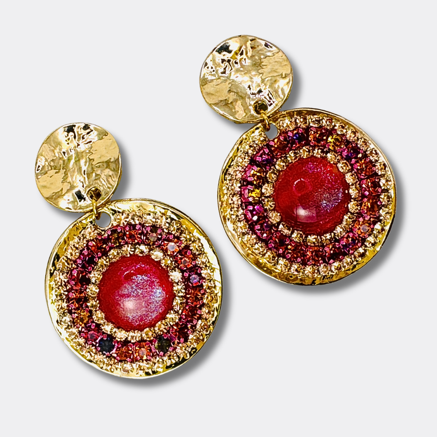 Clip Earrings Fuchsia Luminous Halo | Gold - Muze Earrings