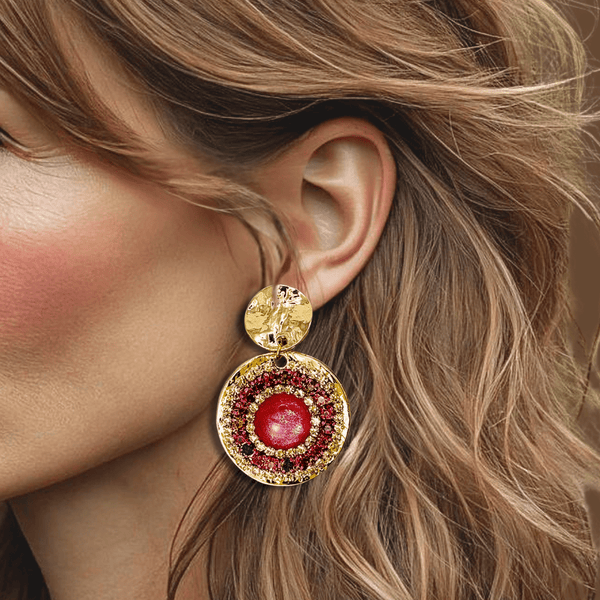Clip Earrings Fuchsia Luminous Halo | Gold - Muze Earrings