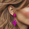 Clip Earrings Fuchsia Shells | Gold - Muze Earrings