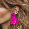 Clip Earrings Fuchsia Shells | Gold - Muze Earrings