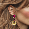 CLIP Earrings Fuchsia Tiger Eye | Gold - Muze Earrings