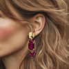 CLIP Earrings Fuchsia Tiger Eye | Gold - Muze Earrings