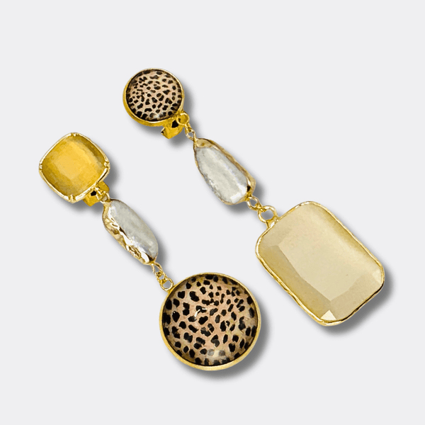 Clip Earrings Leopard Pearl | Gold - Muze Earrings