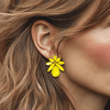 Clip Earrings Yellow Shells | Gold - Muze Earrings