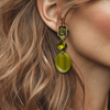 Clip Olive Green Earrings | Gold - Muze Earrings