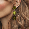 Clip Olive Green Earrings | Gold - Muze Earrings