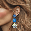 Clip Pastel Blue Stripe Agate | Silver - Muze Earrings