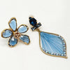 CLIPS Blue Swarovski Flower | Gold - Muze Earrings