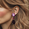 Clips Bordeaux Fuchsia Agate | Gold - Muze Earrings