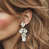Clips White Opal | Gold - Muze Earrings
