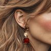 Cognac Crystal Glam II Earrings | Gold - Muze Earrings