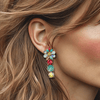 Colorful Beaded Diamond Earrings | Gold - Muze Earrings