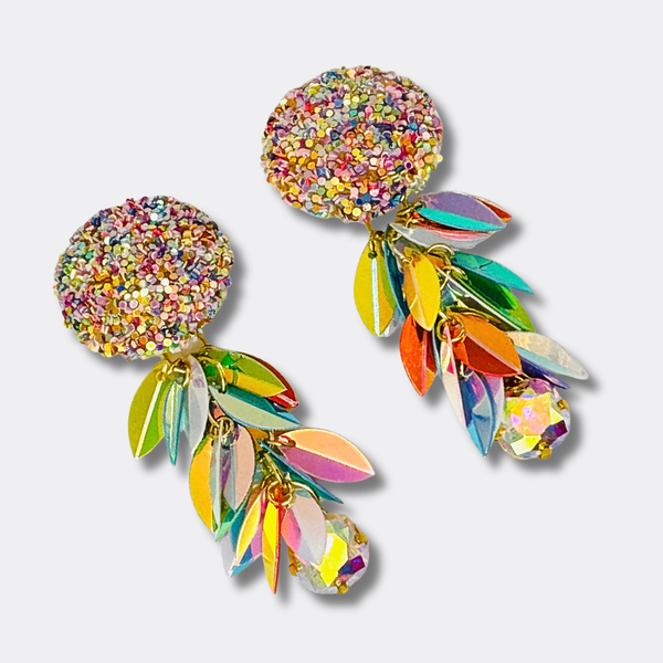 Colorful Festival Sequins | Gold - Muze Earrings