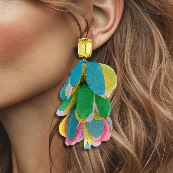 Colorful Mesh Festival Earrings | Gold - Muze Earrings