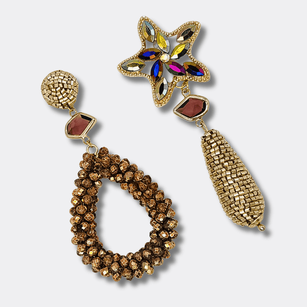 Copper AB Beads Earrings | Gold - Muze Earrings